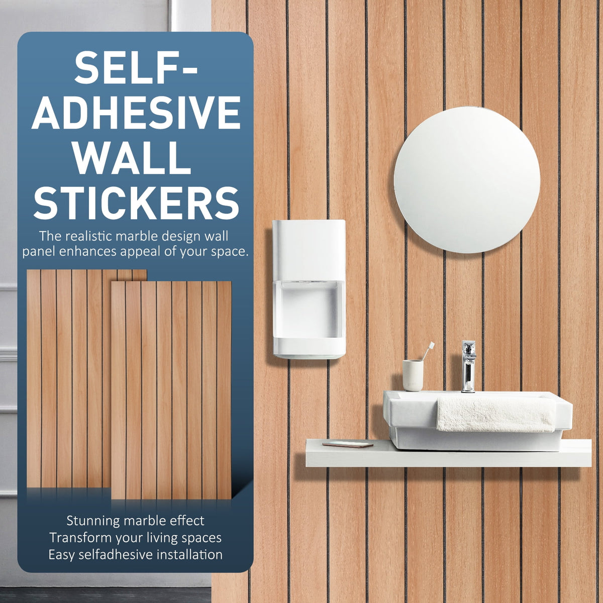 Peel and Stick PVC Slat Wall Panel，15.7"x98" Self-Adhesive Thick Faux Wood Grain Wallpaper Panel 3D Soundproof Wall Panels