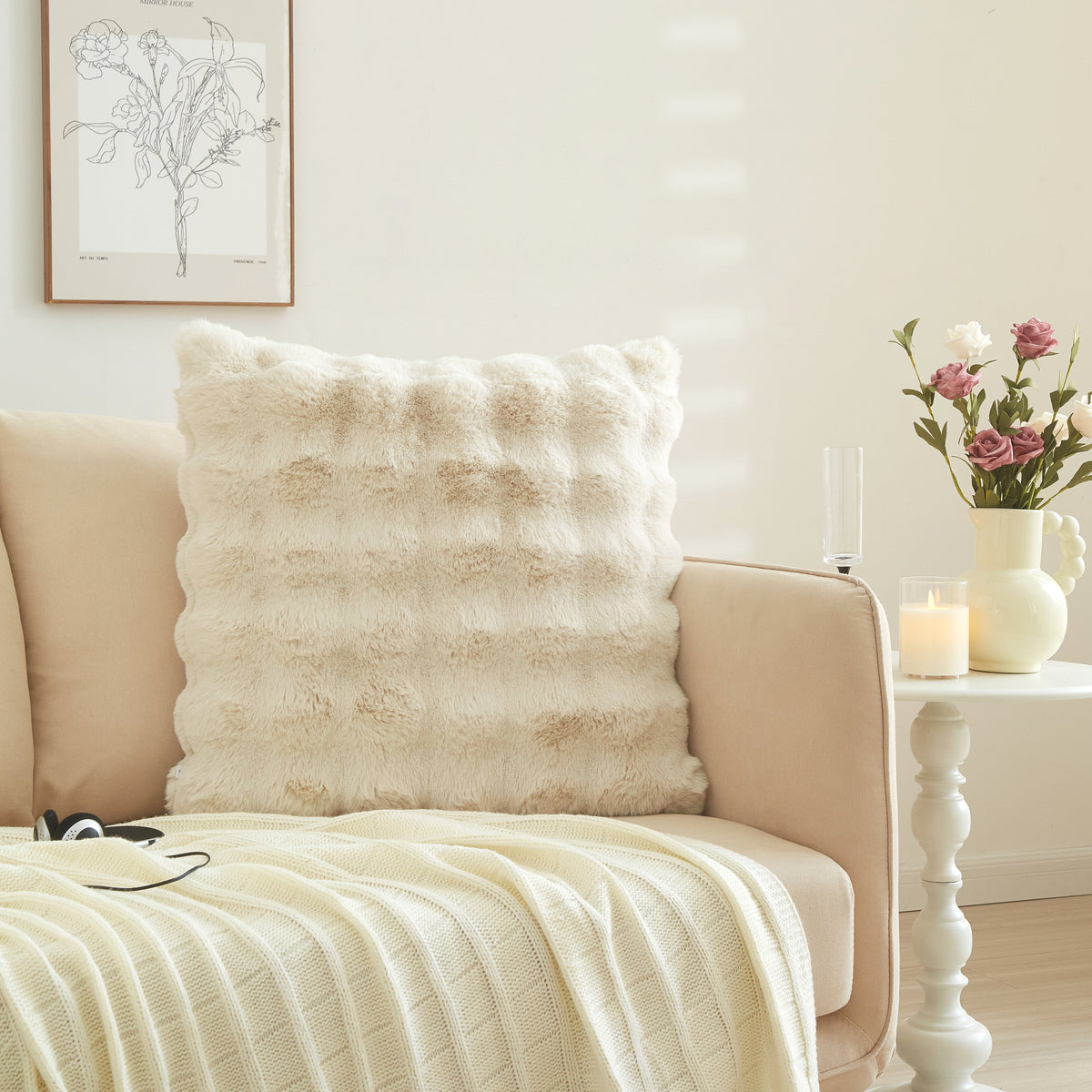 (2 pack) Better Homes & Garden 22" x 22" Bubble Fur Decorative Throw Pillow For Adult