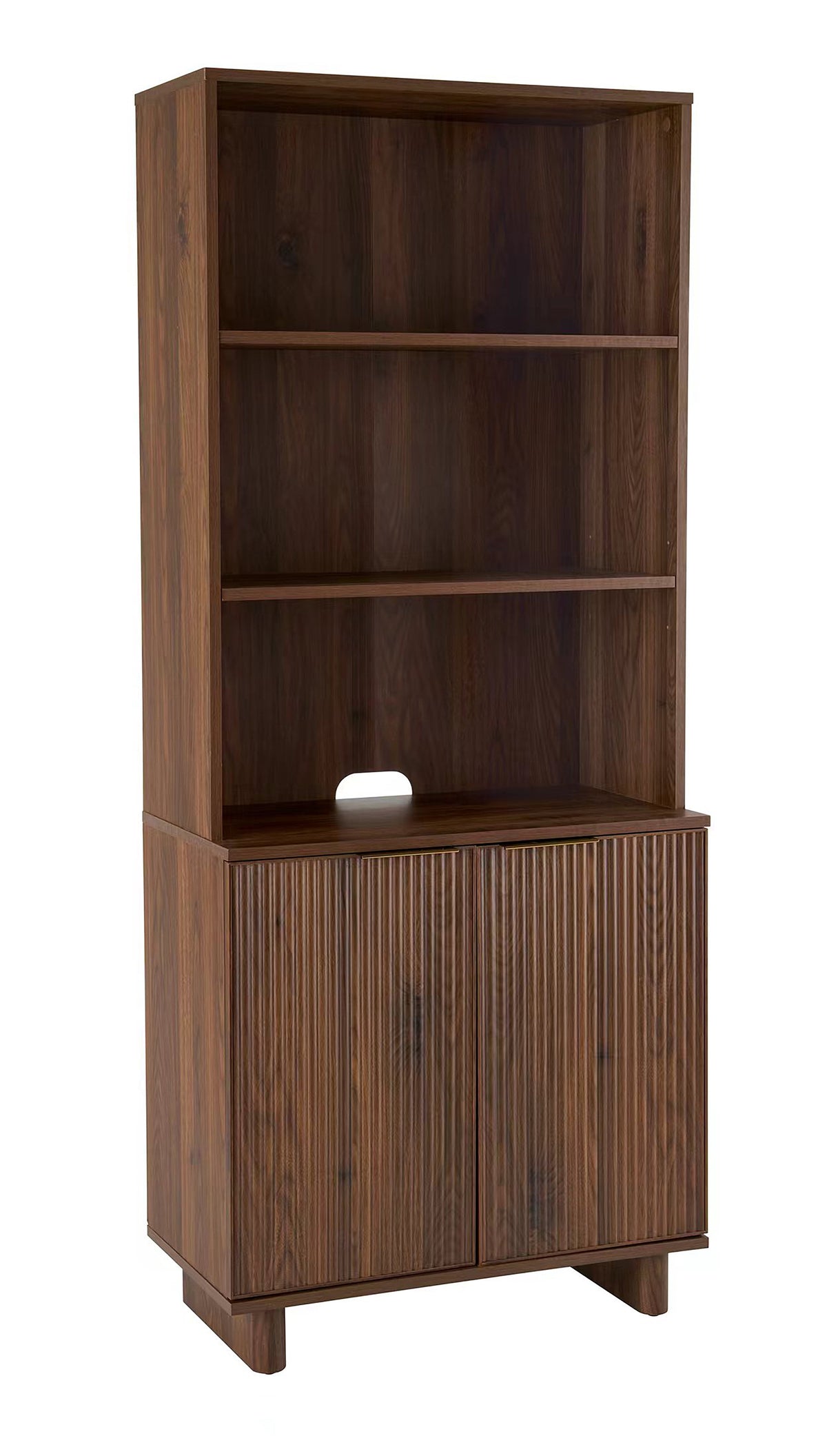 Better Homes & Gardens Lillian Fluted Bookcase with Doors, Walnut Finish