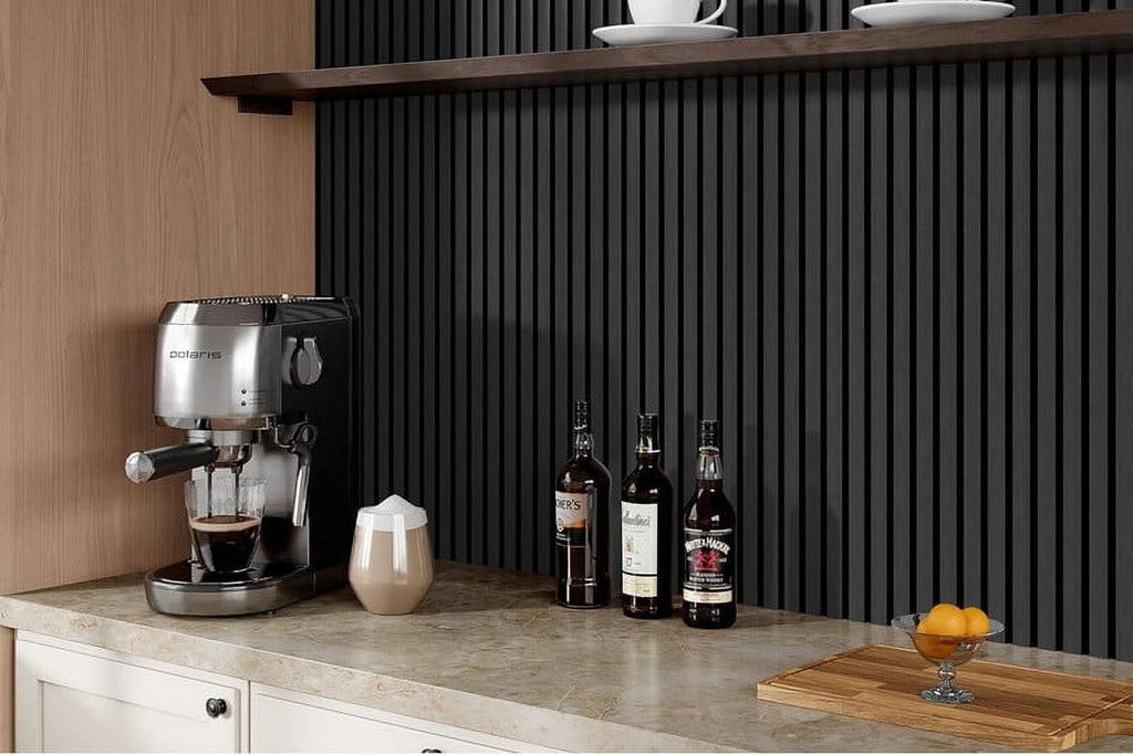 Easy4Home 4Pcs Wood Soundproof Wall Panels 94.5" x 12.6" Wood Slat Acoustic Panels, Black Oak