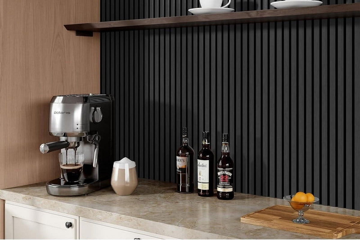 Easy4Home 4Pcs Wood Soundproof Wall Panels 94.5" x 12.6" Wood Slat Acoustic Panels, Black Oak