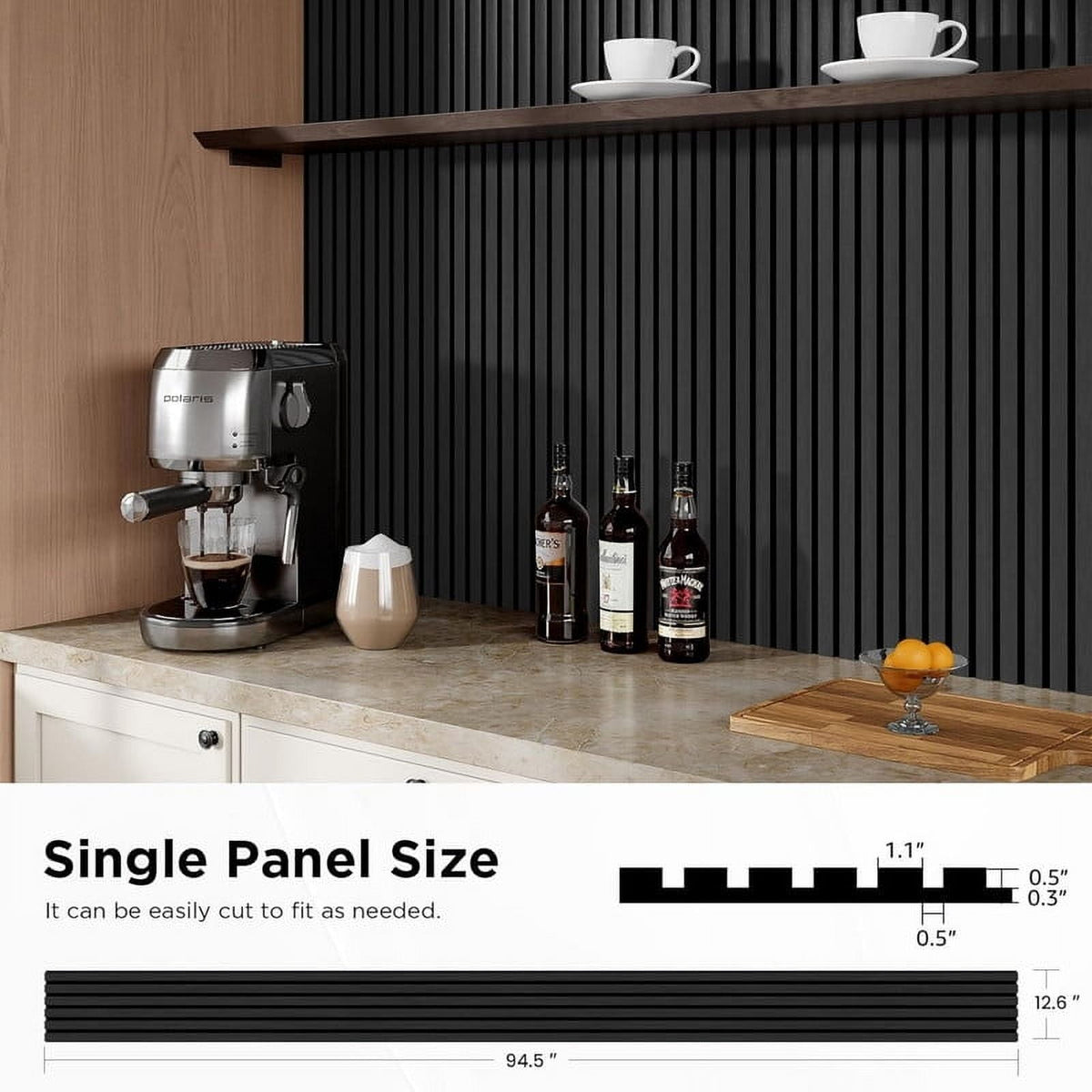 Easy4Home 4Pcs Wood Slat Acoustic Panels 94.5" x 12.6" Soundproof Wall Panels,Black Oak