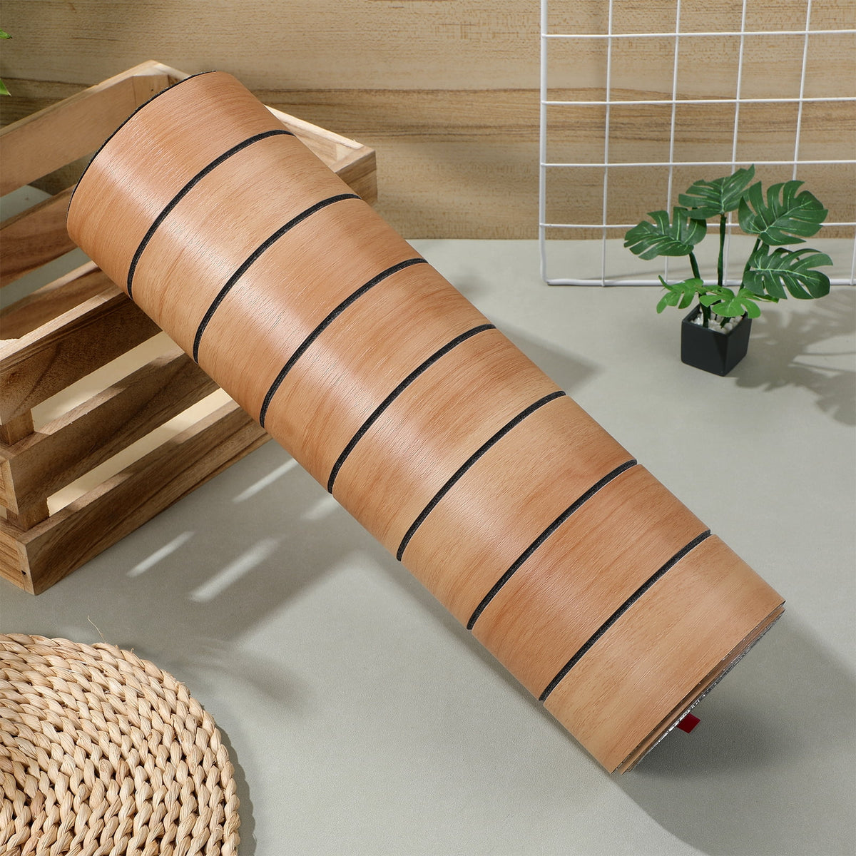 Peel and Stick PVC Slat Wall Panel，15.7"x98" Self-Adhesive Thick Faux Wood Grain Wallpaper Panel 3D Soundproof Wall Panels