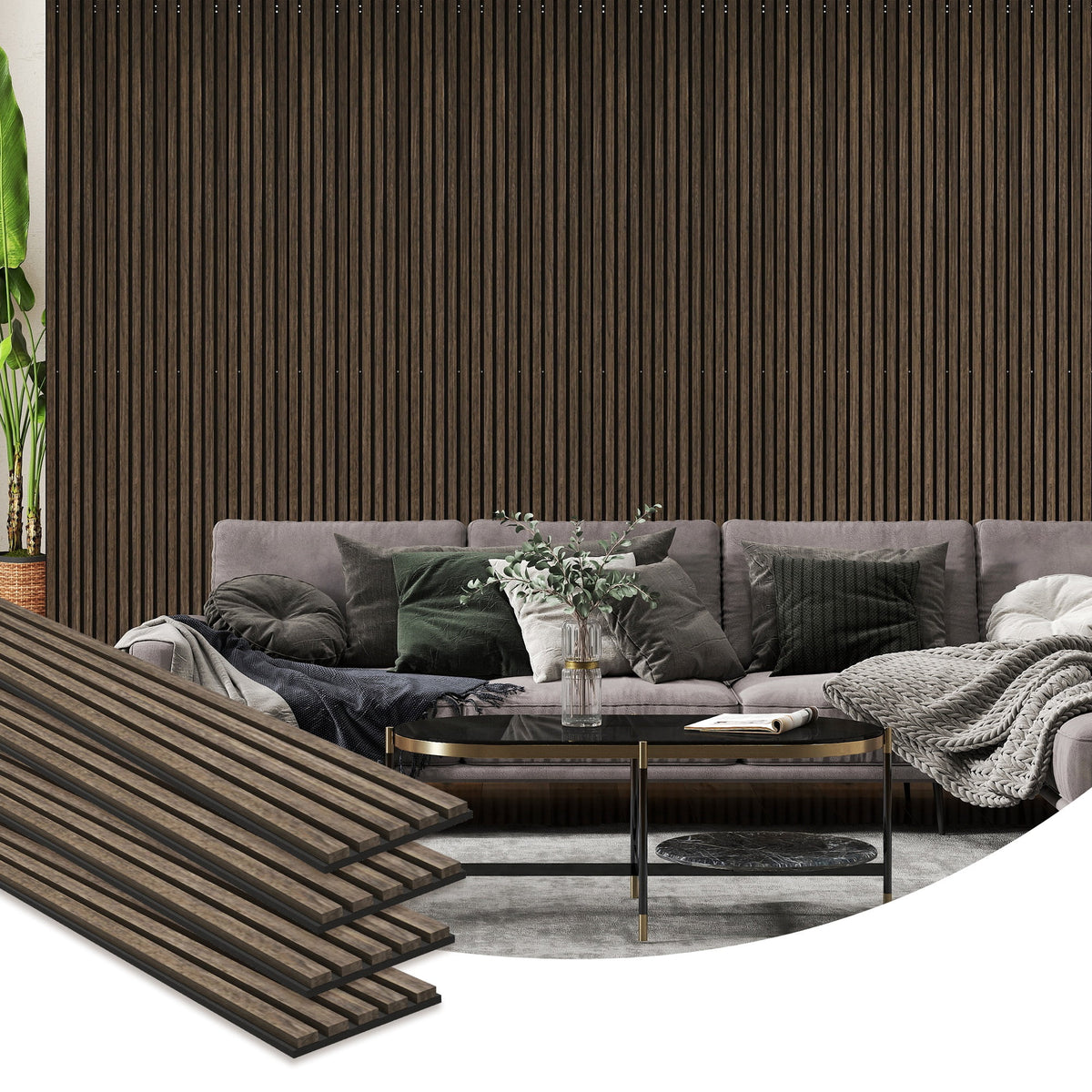 HOMCOM 95" x 8" 4 Pack Wood Wall Panels for Sound Absorbing, Acoustic Wood Panels for Interior Wall Decor, Ceiling, Walnut