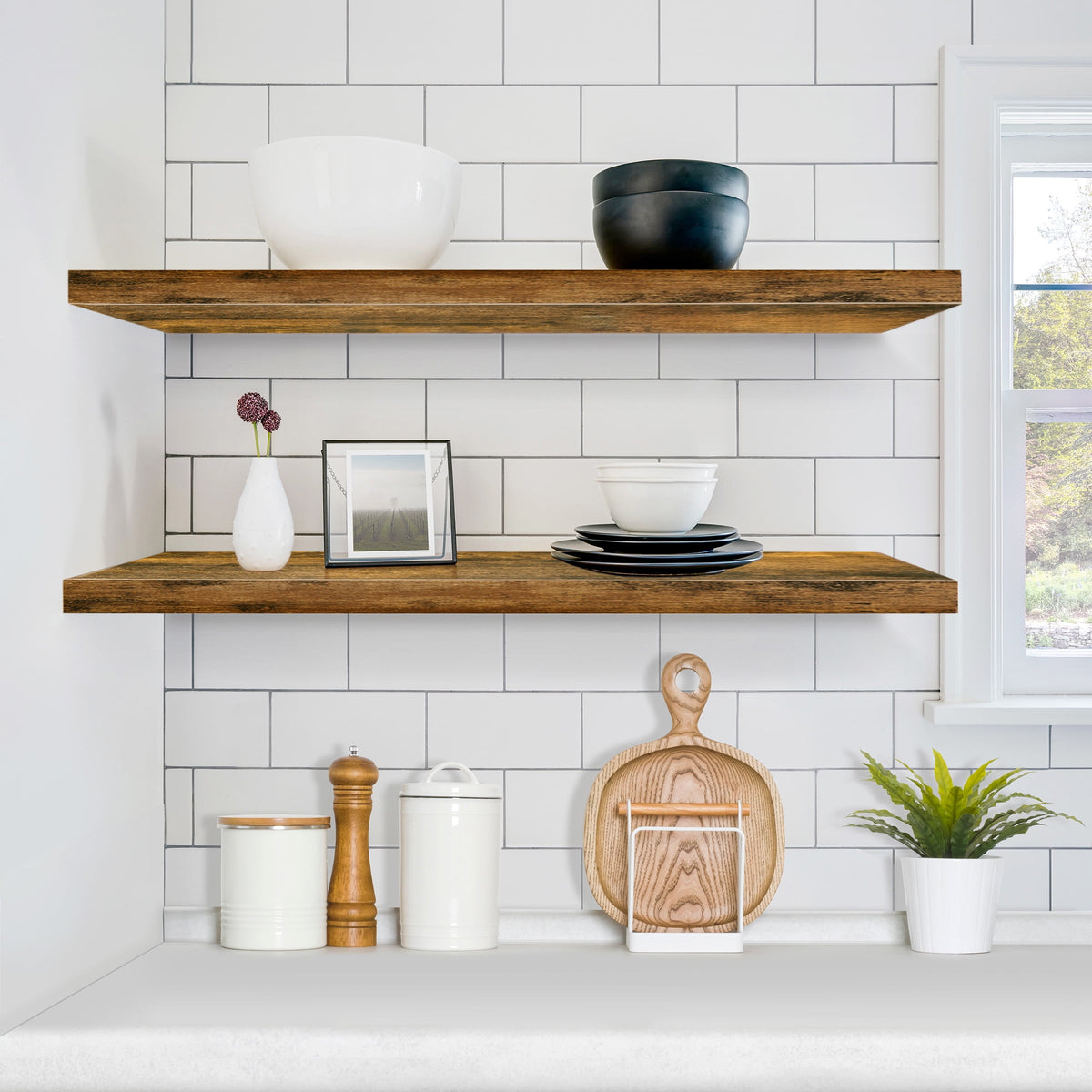 Sorbus Extra Long Floating Rectangle Shelves – 35" L x 9" D x 1.5" H Faux Wood Wall Shelves