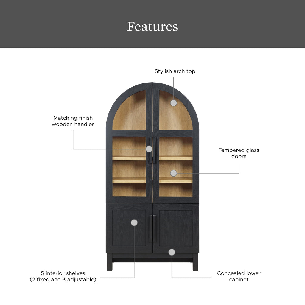 Better Homes & Gardens Juliet Kitchen Rounded Arch Cabinet, Rich Black