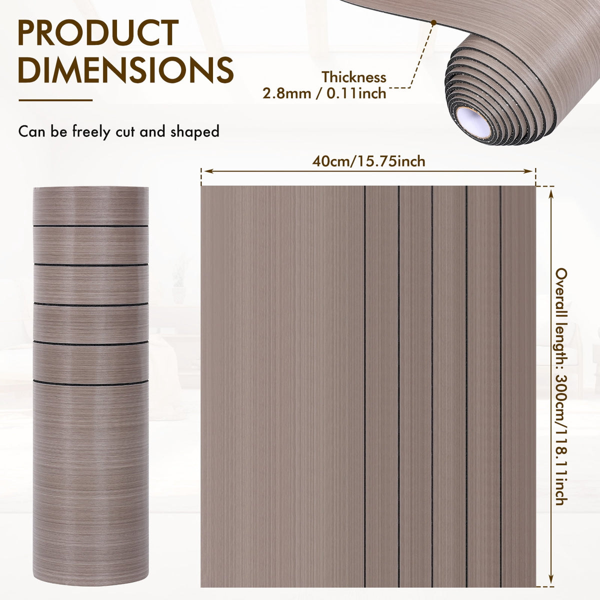 Peel and Stick Slat Wall Panel, Self Adhesive 3D Wood Grain Wallpaper, Soundproof PVC wall panels for bedroom, Living Room & Ceiling Decor, 15.75"x118"