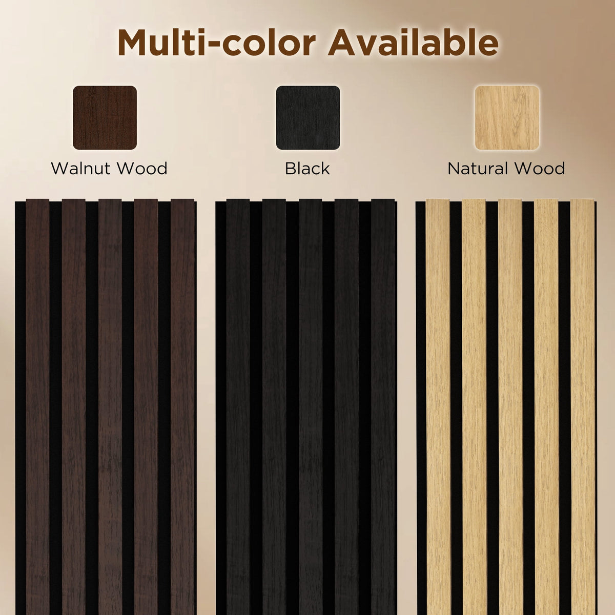 Fahomiss Modern Acoustic Wood Slat Wall Panels 4-Pack 47"x24", Walnut 3D Soundproof Decor