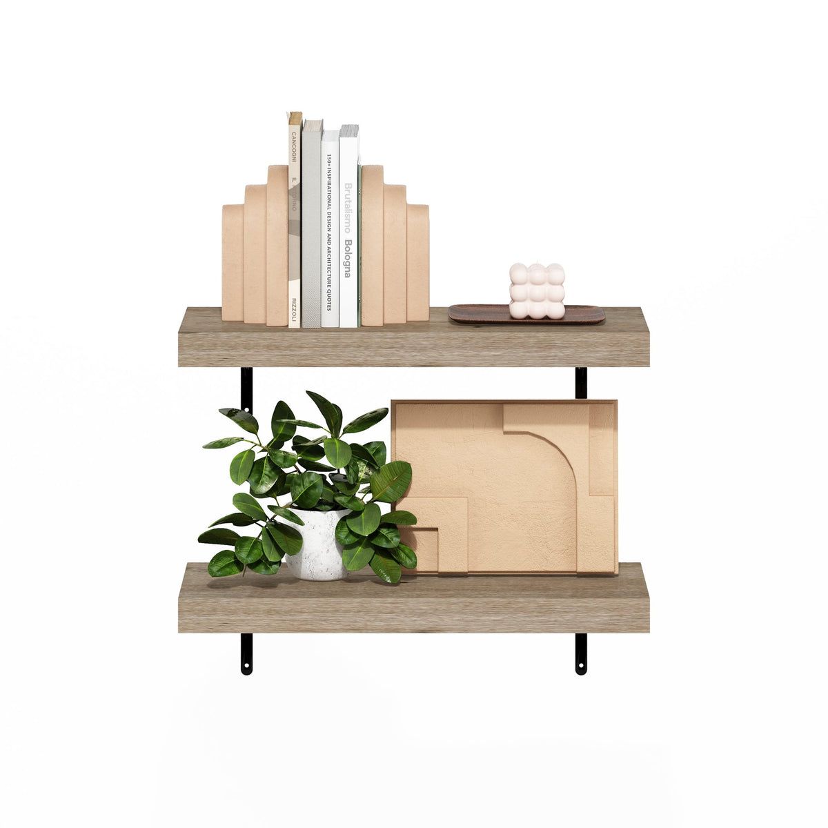 Furinno TANNA 22-Inch Wall Mounted Floating Display Shelves in Natural Set of 2