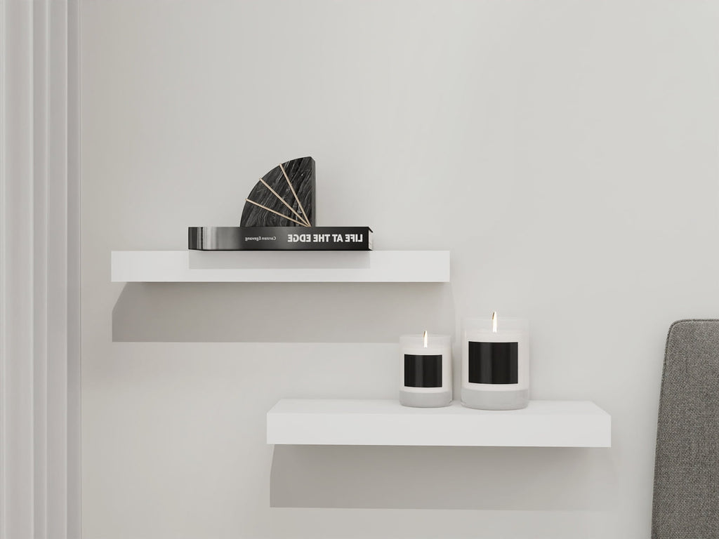 (2 pack) Mainstays White 16.5" Wood Floating Shelves, Set of 2
