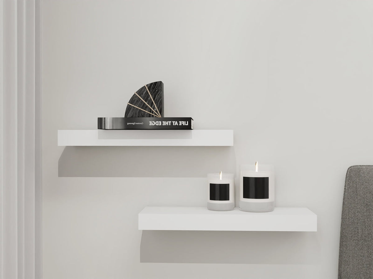(2 pack) Mainstays White 16.5" Wood Floating Shelves, Set of 2