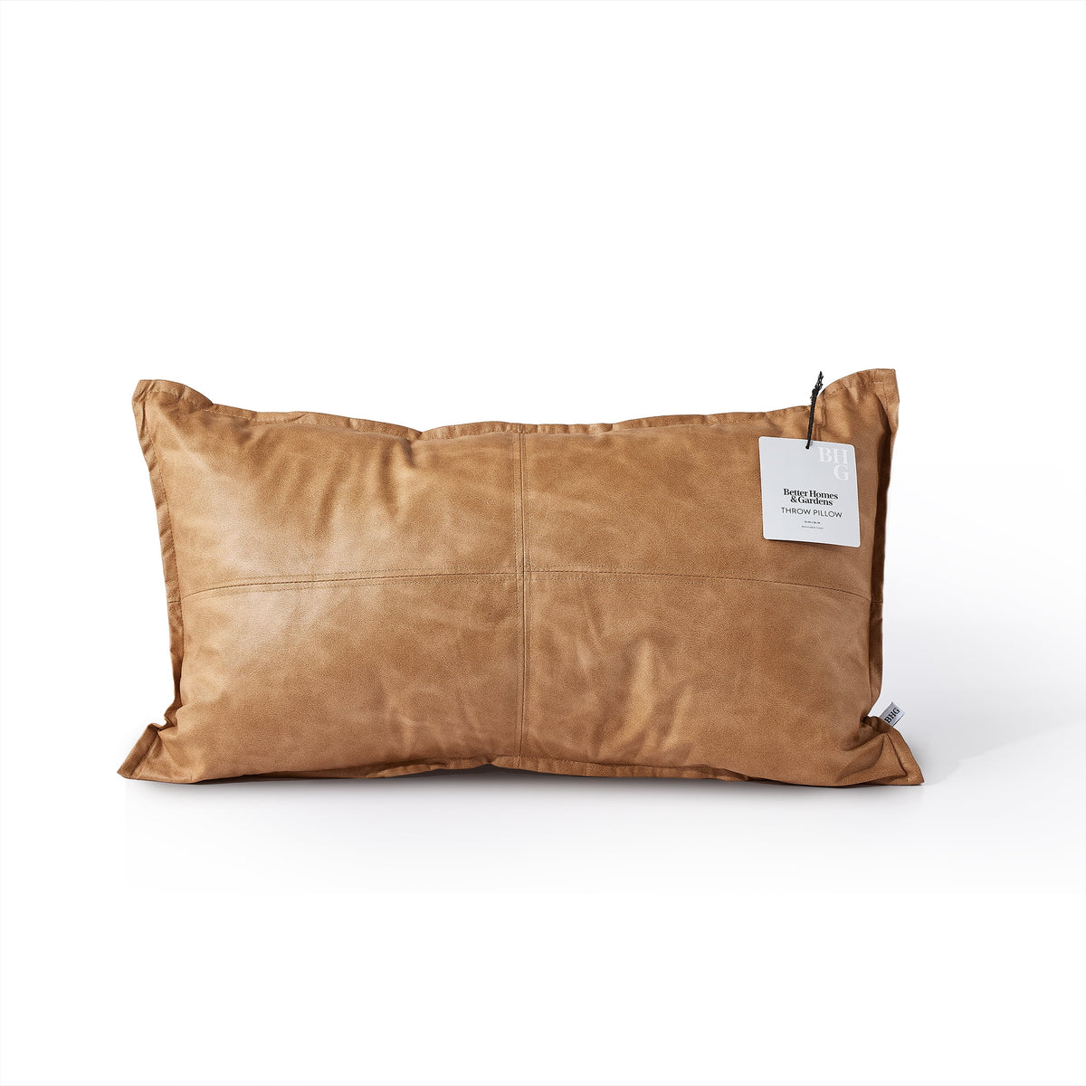 (2 pack) Better Homes & Gardens 14" x 24" Beige Vegan Leather Decorative Pillow
