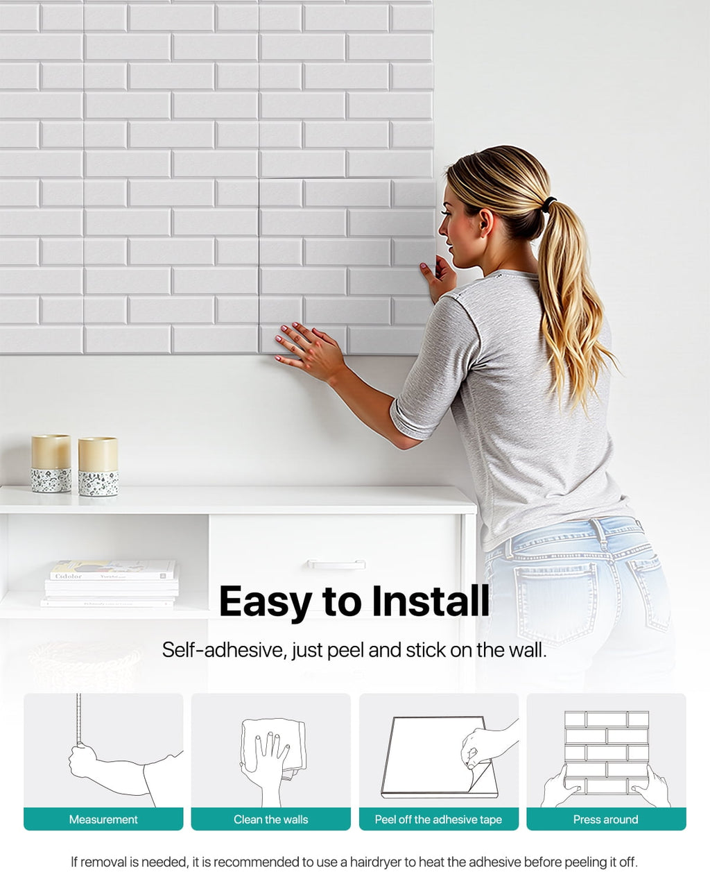 Soundsbay Acoustic Panels Sound Proofing Brick Self-Adhesive Soundproof Absorbing Noise Cancelling Wall Panels 12 Pack White 12'' x 12'' x 0.4''