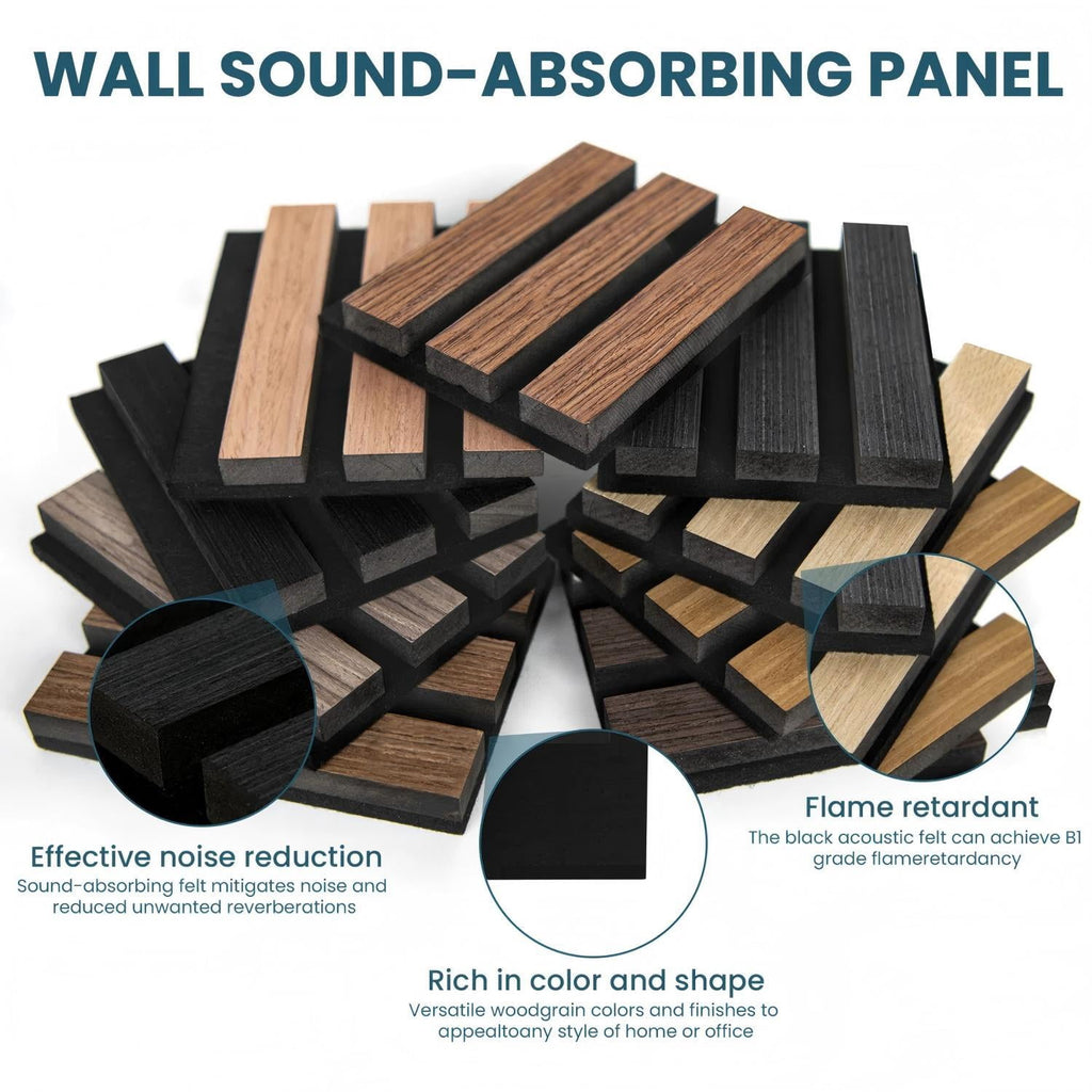 Easy4Home 6Pcs Wood Soundproof Wall Panels 94" x 7.9" Wood Slat Acoustic Panels,White Oak
