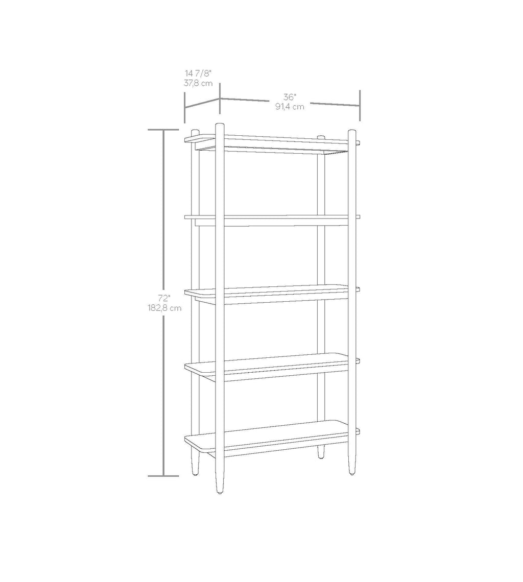 Better Homes & Gardens Springwood 5 Shelf Bookcase with Solid Wood Frame, Light Honey Finish