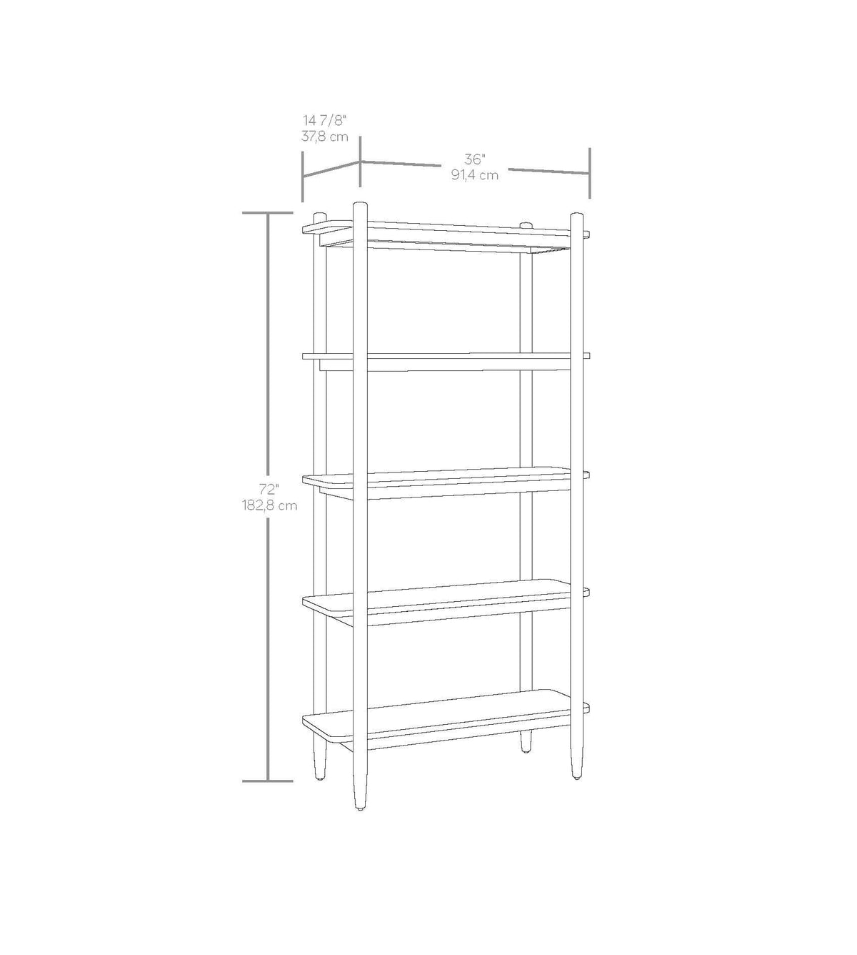 Better Homes & Gardens Springwood 5 Shelf Bookcase with Solid Wood Frame, Light Honey Finish