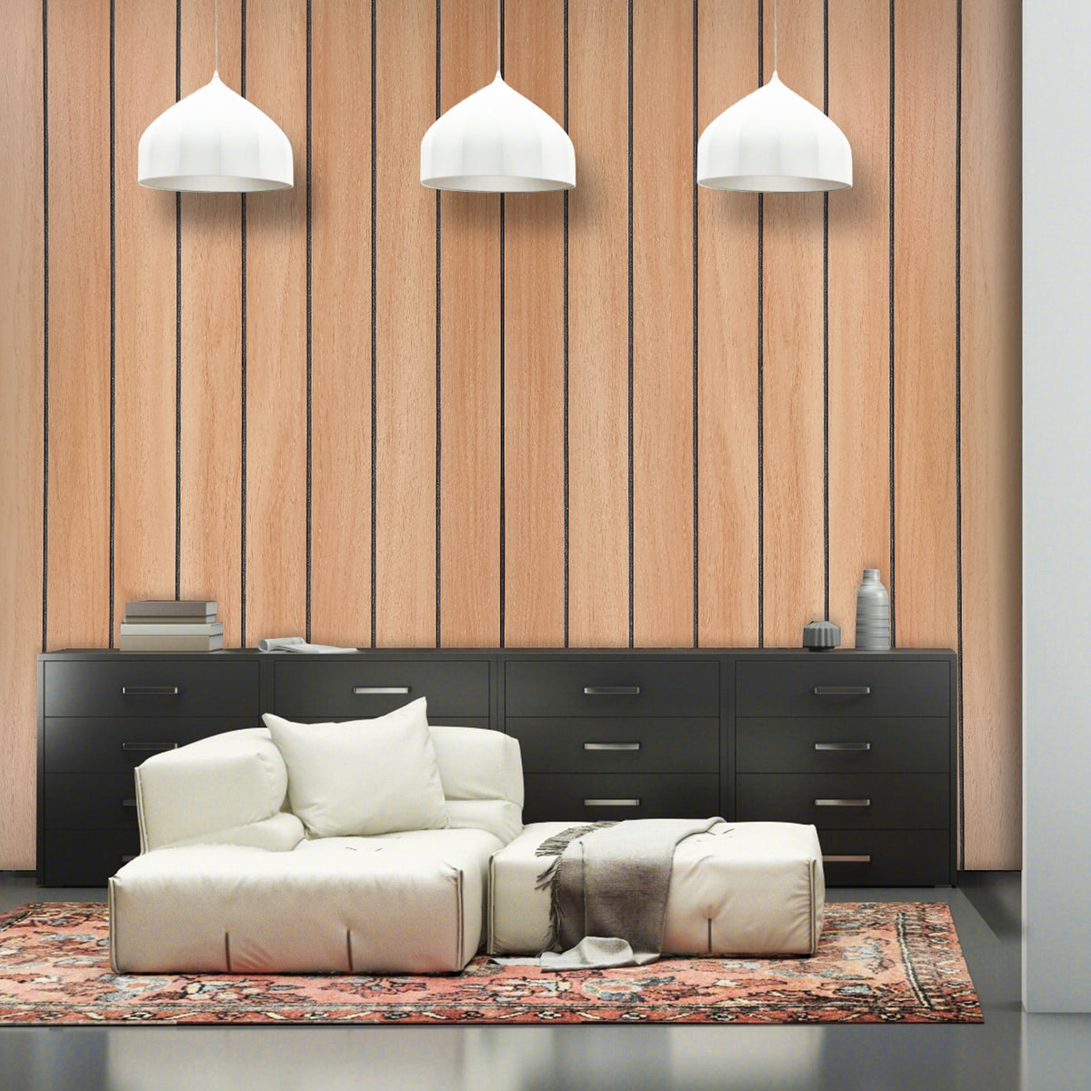 Peel and Stick PVC Slat Wall Panel，15.7"x98" Self-Adhesive Thick Faux Wood Grain Wallpaper Panel 3D Soundproof Wall Panels