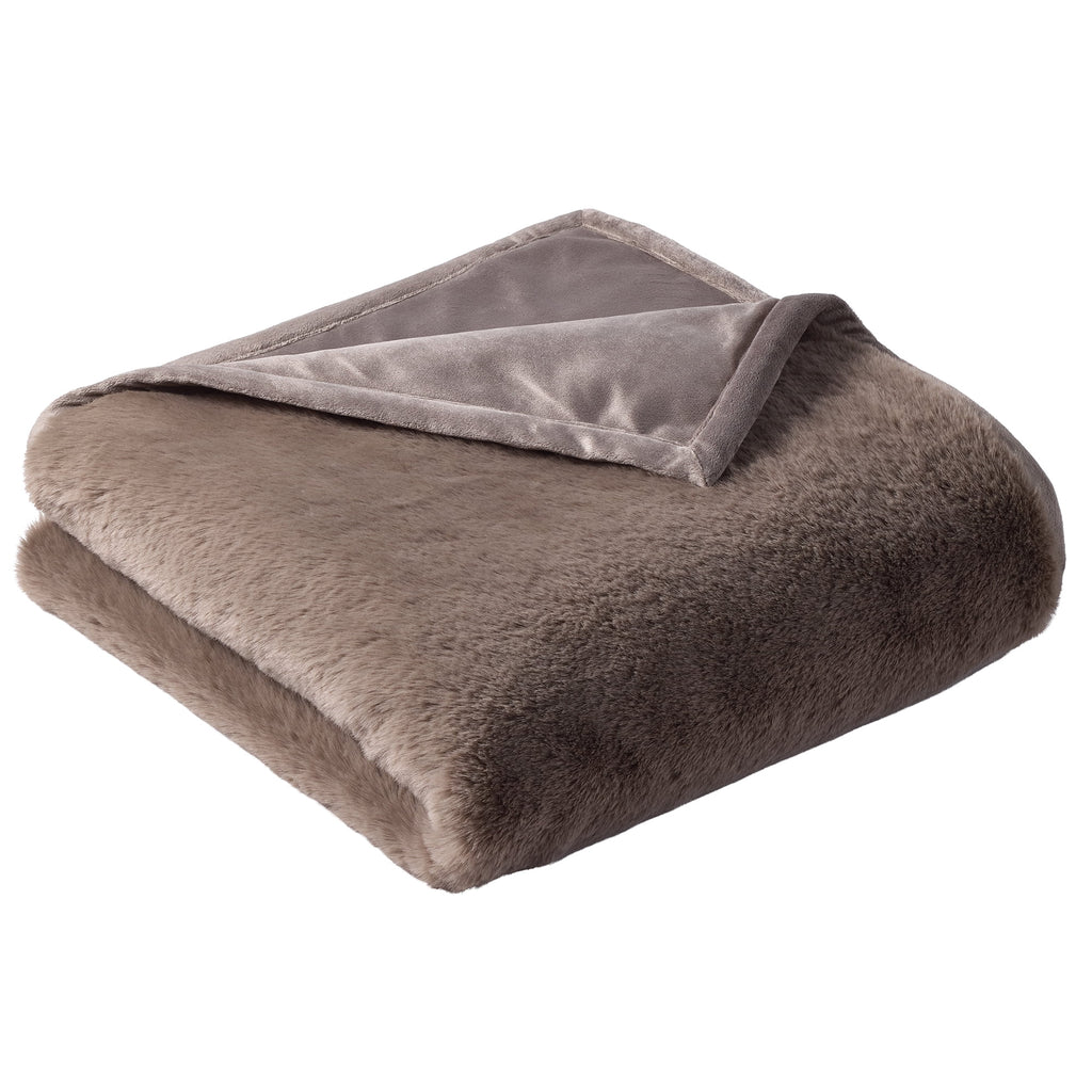 Better Homes & Gardens Grey Faux Fur Ultra Soft Luxury Oversized Throw Blanket 50" x 72", Grey Bisque