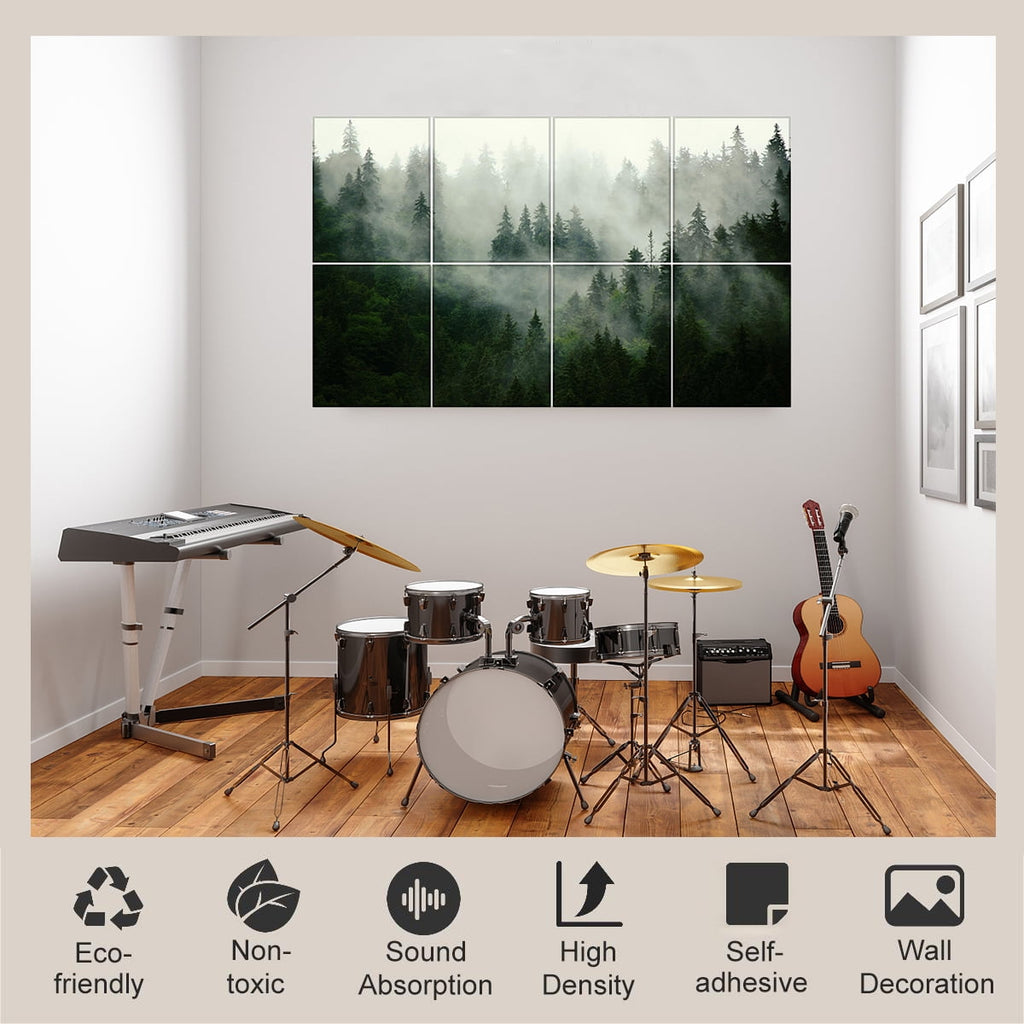 8-Pack Art Acoustic Wall Panels 48x32 Inches Acoustic Treatment Panels- Self-adhesive Decorative Soundproof Wall Panels for Studios, Offices, Home