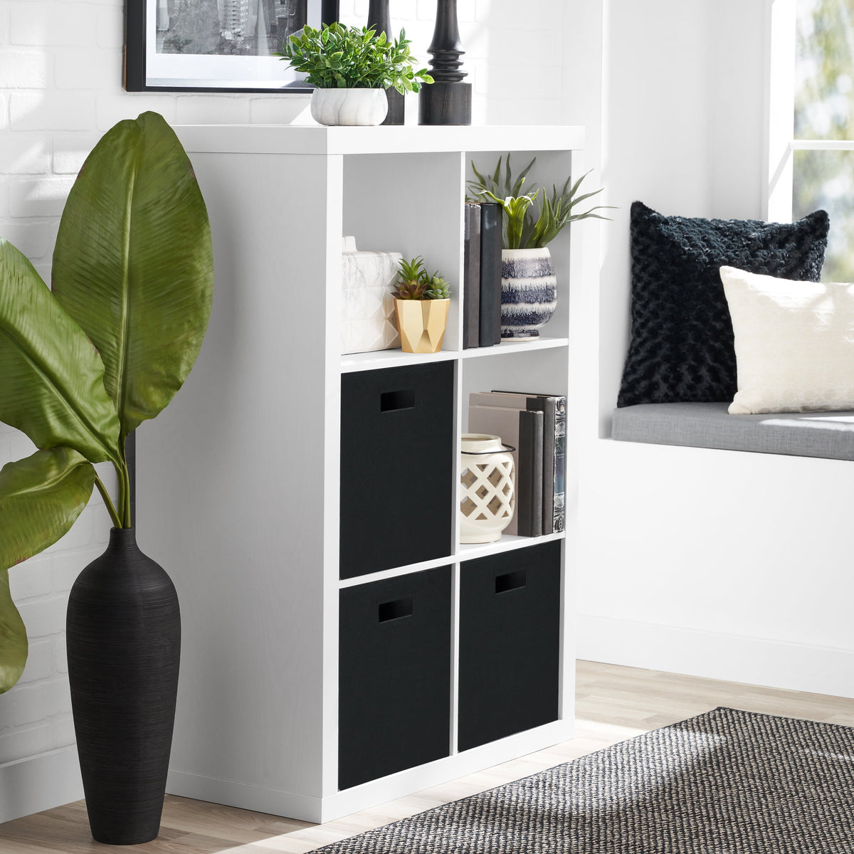 Better Homes & Gardens 6 Cube Storage Organizer, White Texture