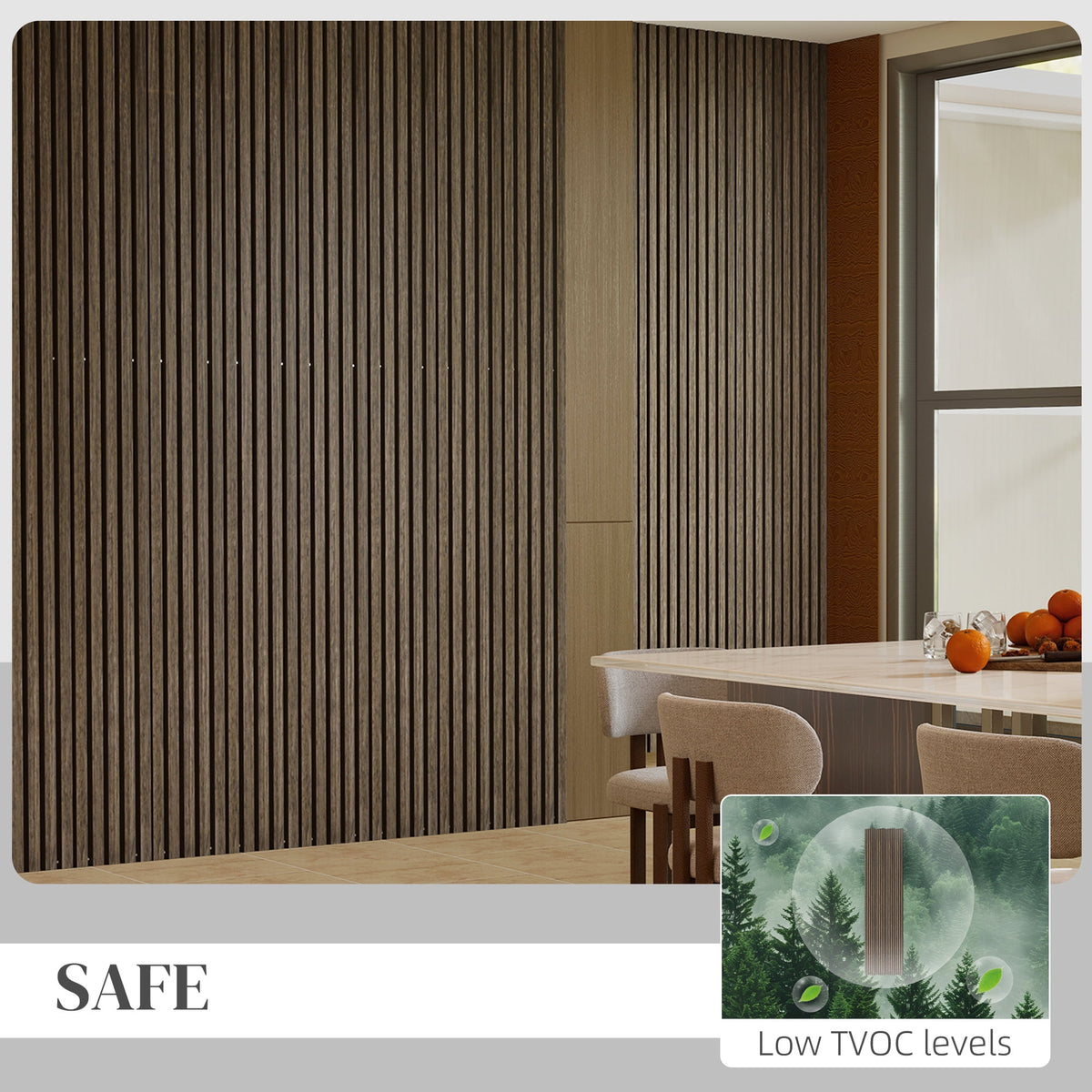 HOMCOM 95" x 8" 4 Pack Wood Wall Panels for Sound Absorbing, Acoustic Wood Panels for Interior Wall Decor, Ceiling, Walnut